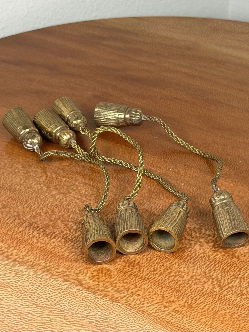 Vintage Brass twisted rope and tassels Napkin Rings SET OF 4